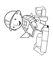 A coloring page of bob the builder